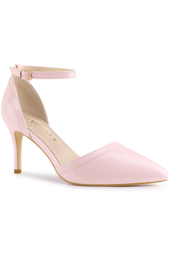 Women's Pointy Toe Ankle Strap Stiletto Heels Pumps Pink 9