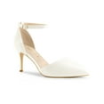 thumbnail image 1 of BLISSFUL STEP Women's Pointy Toe Ankle Strap Stiletto Heels Pumps White 11, 1 of 6