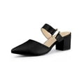 thumbnail image 1 of BLISSFUL STEP Women's Pointy Toe Block Heel Dress Mules Pumps Black 9, 1 of 8