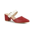thumbnail image 1 of BLISSFUL STEP Women's Pointy Toe Block Heel Dress Mules Pumps Red White 9, 1 of 7