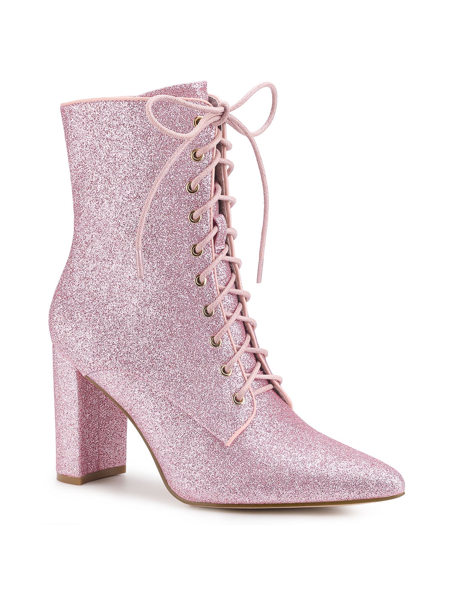 Glitter Block Heeled Ankle Boots