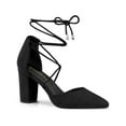 thumbnail image 1 of BLISSFUL STEP Women's Pointy Toe Block Heels Lace Up Pumps, 1 of 8