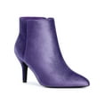 thumbnail image 1 of BLISSFUL STEP Women's Velvet Pointed Toe Stiletto Heel Ankle Boots Purple 8, 1 of 7