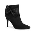thumbnail image 1 of BLISSFUL STEP Women's Ankle Boots Faux Suede Bow Decor Stiletto Heel Pointed Toe Side Zip Booties  Black 7, 1 of 7