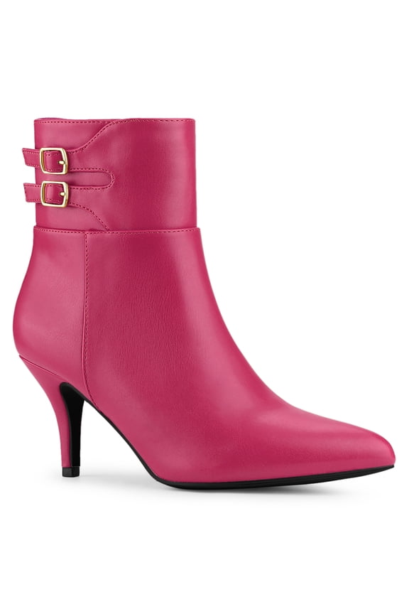 Women's Pointy Toe Buckle Stiletto Heels Ankle Boots