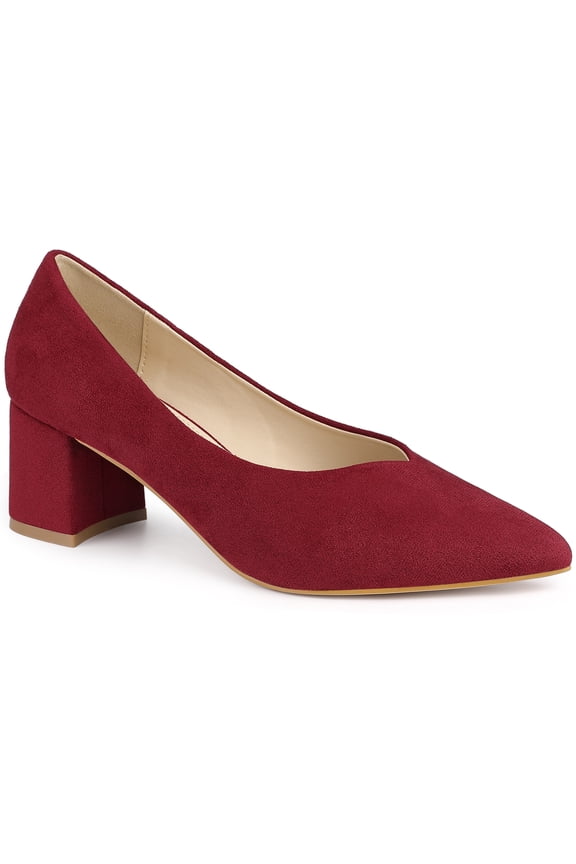 Women's Pointy Toe Slip-on Low Block Heels Pumps