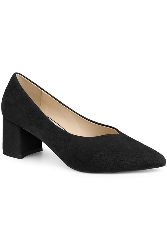 Women's Pointy Toe Slip-on Low Block Heels Pumps