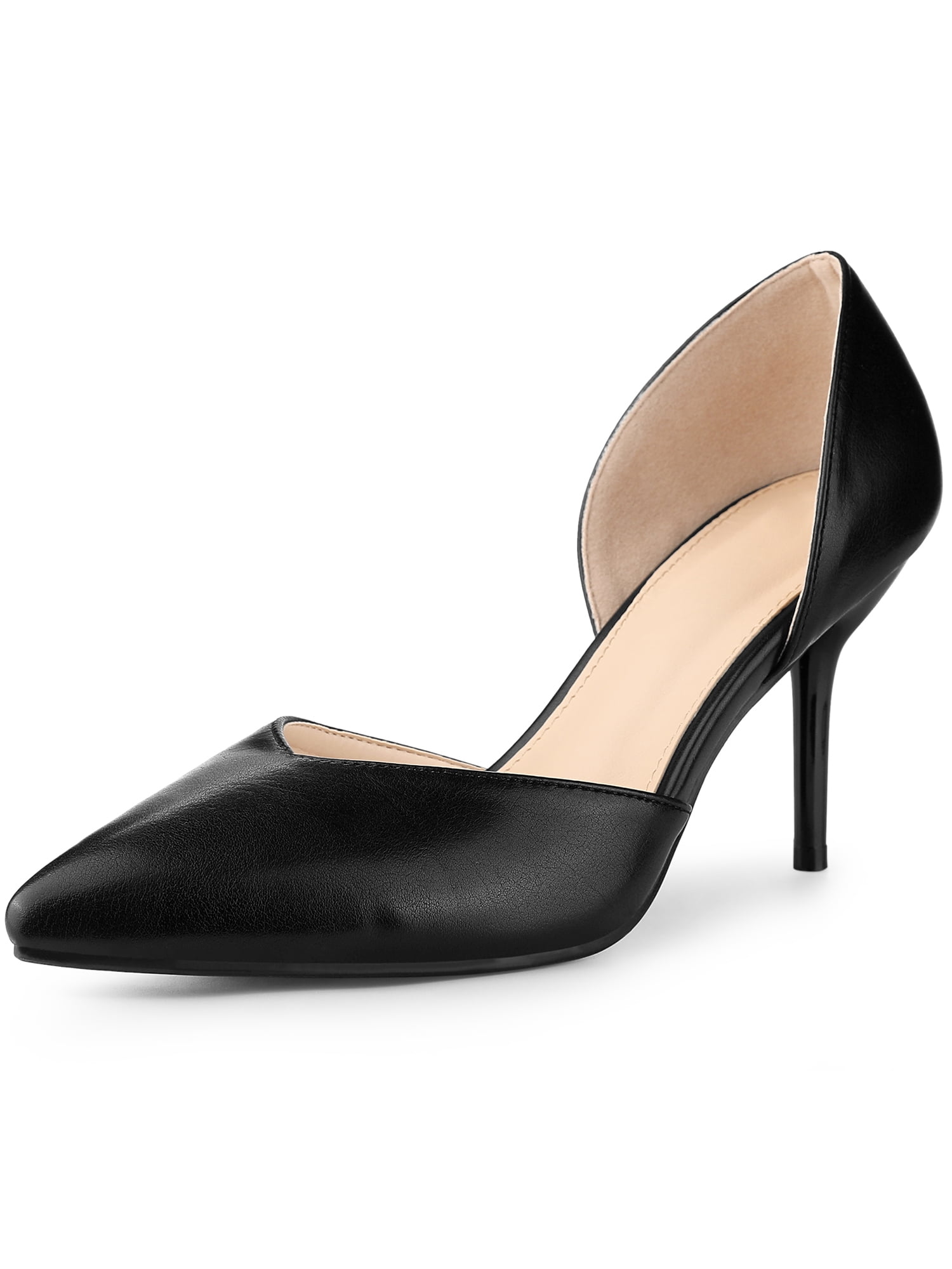 Allegra K Women's Pointy Toe Slip On Stiletto Heel Pump Sandals - Faux Leather, 3.3 Inch Heel - View #11