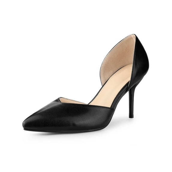 BLISSFUL STEP Women's Pointy Toe Slip on Stiletto Heel Pump Sandals