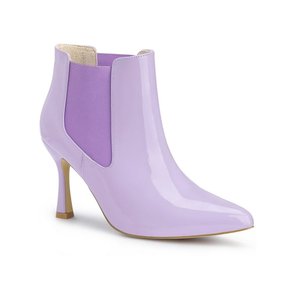 BLISSFUL STEP Women's Pointy Toe Stiletto Heels Chelsea Ankle Booties