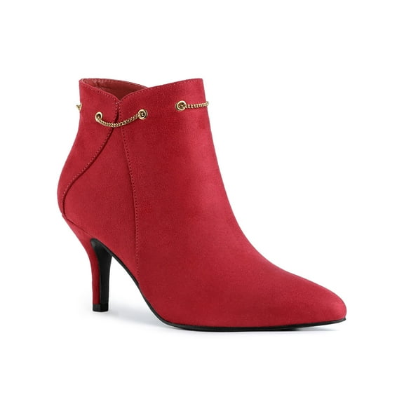 BLISSFUL STEP Women's Pointy Toe Zipper Stiletto Heeled Ankle Booties