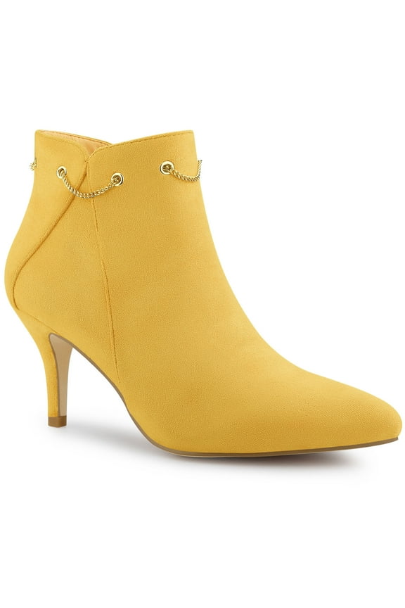 Women's Pointy Toe Zipper Stiletto Heeled Ankle Booties