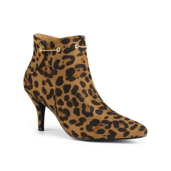 BLISSFUL STEP Women's Pointy Toe Zipper Stiletto Heeled Ankle Booties