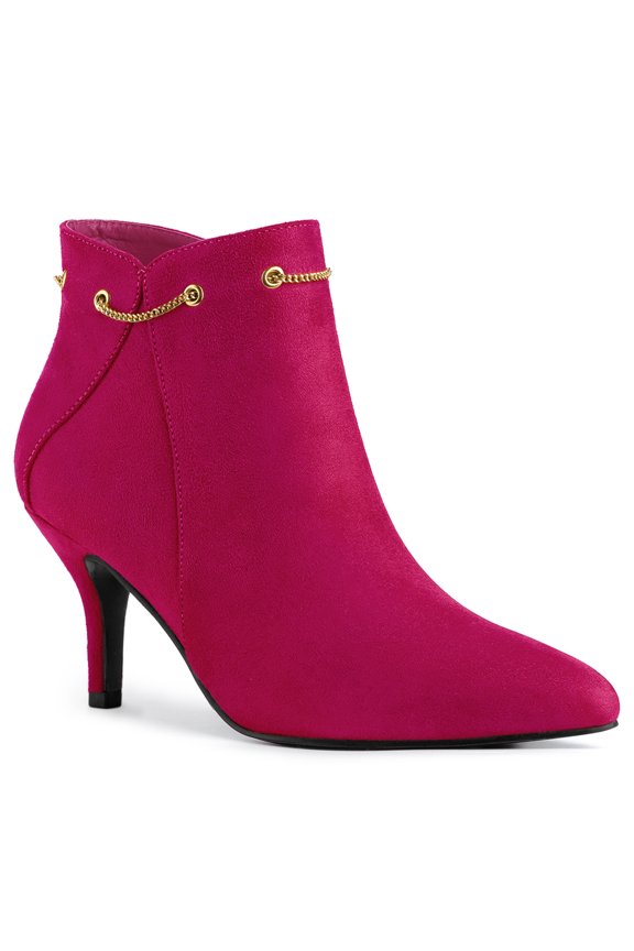 Women's Pointy Toe Zipper Stiletto Heeled Ankle Booties