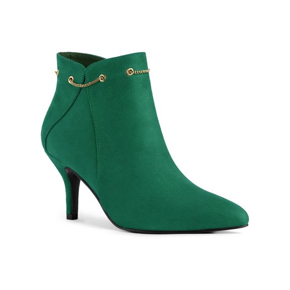 BLISSFUL STEP Women's Pointy Toe Zipper Stiletto Heeled Ankle Booties