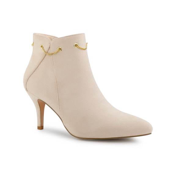 BLISSFUL STEP Women's Pointy Toe Zipper Stiletto Heeled Ankle Booties
