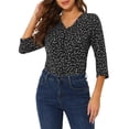thumbnail image 1 of Allegra K Women's Polka Dots 3/4 Sleeve Casual Button Front Blouse Top, 1 of 6