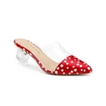 thumbnail image 1 of BLISSFUL STEP Women's Polka Dots Clear Block Heels Slides Mules, 1 of 6