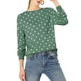 thumbnail image 1 of INSPIRE CHIC Women's Polka Dots Crew Neck Drop Shoulder Long Sleeves Knit Sweatshirt L Green, 1 of 9