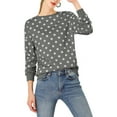 thumbnail image 1 of INSPIRE CHIC Women's Polka Dots Crew Neck Drop Shoulder Long Sleeves Knit Sweatshirt M Grey, 1 of 9