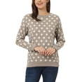 thumbnail image 1 of INSPIRE CHIC Women's Polka Dots Crew Neck Drop Shoulder Long Sleeves Knit Sweatshirt XL Apricot, 1 of 6
