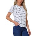 thumbnail image 1 of INSPIRE CHIC Valentine's Day Women's Polka Dots Shirt Short Puff Sleeve Vintage Button Up Peter Pan Collar Blouse Tops M White, 1 of 6