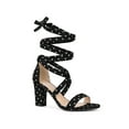 thumbnail image 1 of BLISSFUL STEP Women's Polka Dots Lace up Block Heels Sandals, 1 of 7