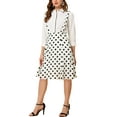 thumbnail image 1 of INSPIRE CHIC Women's Polka Dots Overall Flared Adjustable Straps Suspender Skirts M White, 1 of 7