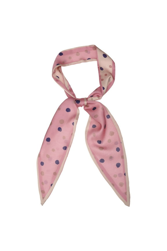 Women's Polka Dots Print Skinny Neck Scarves Double-Sided Neckerchief Pink