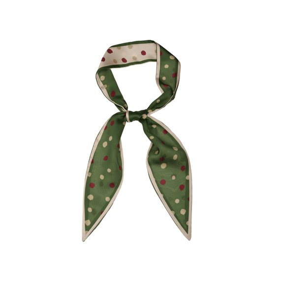 INSPIRE CHIC Women's Polka Dots Print Skinny Neck Scarves Double-Sided Neckerchief Green