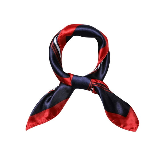 INSPIRE CHIC Women's Square Kerchief Floral Leopard Polka Dots Striped Print Neck Scarf Shawl Dark Blue 19.68 x 19.68''