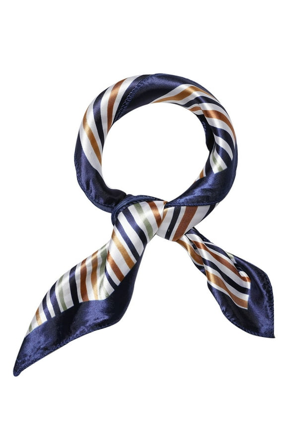 Women's Square Kerchief Floral Leopard Polka Dots Striped Print Neck Scarf Shawl Brown 19.68 x 19.68''