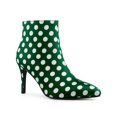 thumbnail image 1 of BLISSFUL STEP Women's Polka Dots Stiletto Heel Ankle Boots Dark Green 9.5, 1 of 8