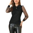 thumbnail image 1 of INSPIRE CHIC Women's Polka Dots Tie Neck Long Sleeve Semi Sheer Blouse, 1 of 6