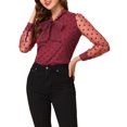 thumbnail image 1 of Allegra K Women's Polka Dots Tie Neck Long Sleeve Semi Sheer Blouse, 1 of 6