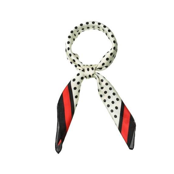 INSPIRE CHIC 70cm Polka Dots Square Scarf Neck Scarves Kerchief Neckerchief Headband for Women Red Beige 27.56*27.56"(L*W)