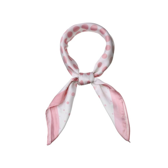 INSPIRE CHIC 70cm Polka Dots Square Scarf Neck Scarves Kerchief Neckerchief Headband for Women Pink White 27.56*27.56"(L*W)