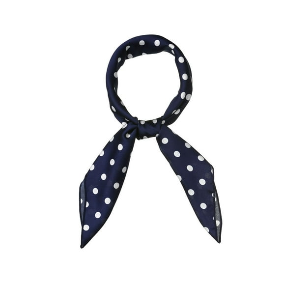 INSPIRE CHIC 70cm Polka Dots Square Scarf Neck Scarves Kerchief Neckerchief Headband for Women Navy Blue 27.56*27.56"(L*W)