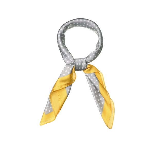 INSPIRE CHIC 70cm Polka Dots Square Scarf Neck Scarves Kerchief Neckerchief Headband for Women Yellow Gray 27.56*27.56"(L*W)