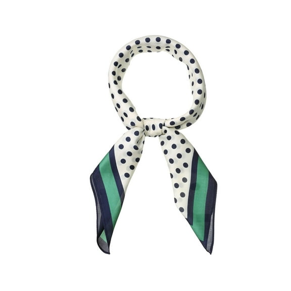 INSPIRE CHIC 70cm Polka Dots Square Scarf Neck Scarves Kerchief Neckerchief Headband for Women Navy Blue Green 27.56*27.56"(L*W)