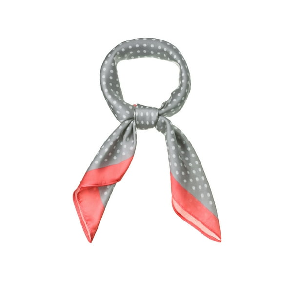 INSPIRE CHIC 70cm Polka Dots Square Scarf Neck Scarves Kerchief Neckerchief Headband for Women Pink Gray 27.56*27.56"(L*W)