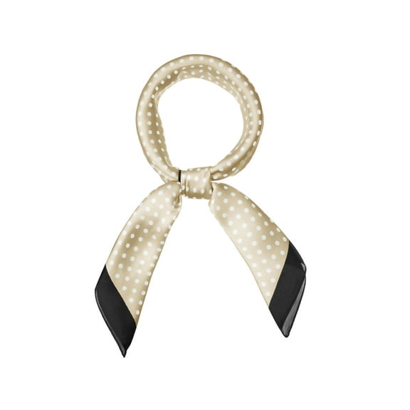 INSPIRE CHIC 70cm Polka Dots Square Scarf Neck Scarves Kerchief Neckerchief Headband for Women Khaki 27.56*27.56"(L*W)