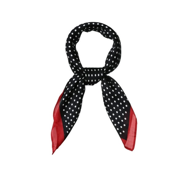 INSPIRE CHIC 70cm Polka Dots Square Scarf Neck Scarves Kerchief Neckerchief Headband for Women Red Black 27.56*27.56"(L*W)