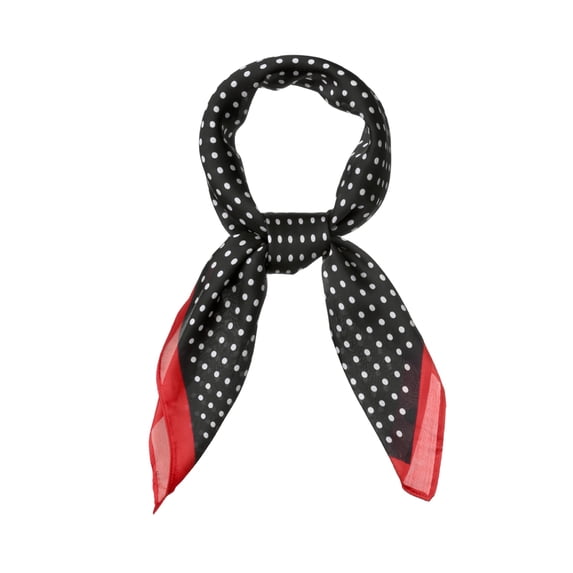 INSPIRE CHIC 70cm Polka Dots Square Scarf Neck Scarves Kerchief Neckerchief Headband for Women's Halloween Red Black 27.56*27.56"(L*W)