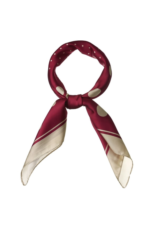 70cm Polka Dots Square Scarf Neck Scarves Kerchief Neckerchief Headband for Women Wine Red 27.56*27.56"(L*W)