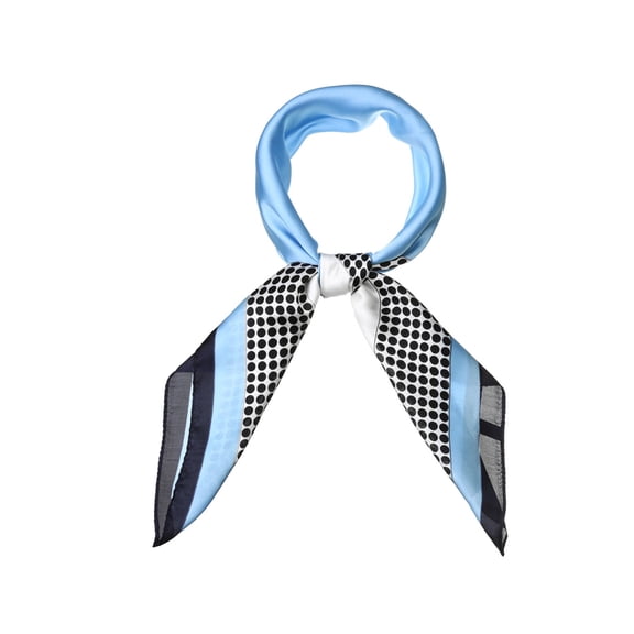 INSPIRE CHIC 70cm Polka Dots Square Scarf Neck Scarves Kerchief Neckerchief Headband for Women Sky Blue 27.56*27.56"(L*W)