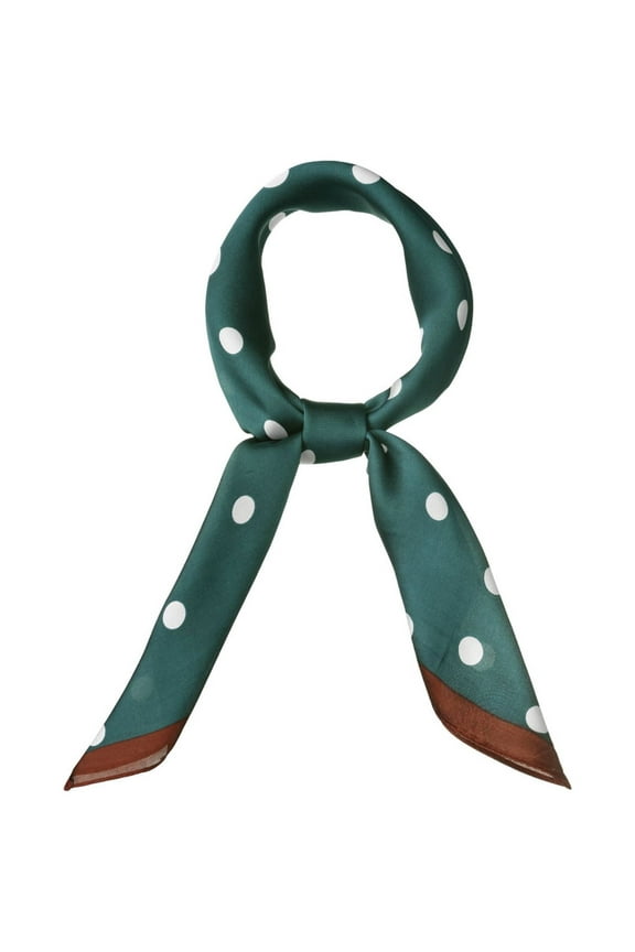 70cm Polka Dots Square Scarf Neck Scarves Kerchief Neckerchief Headband for Women Dark Green 27.56*27.56"(L*W)