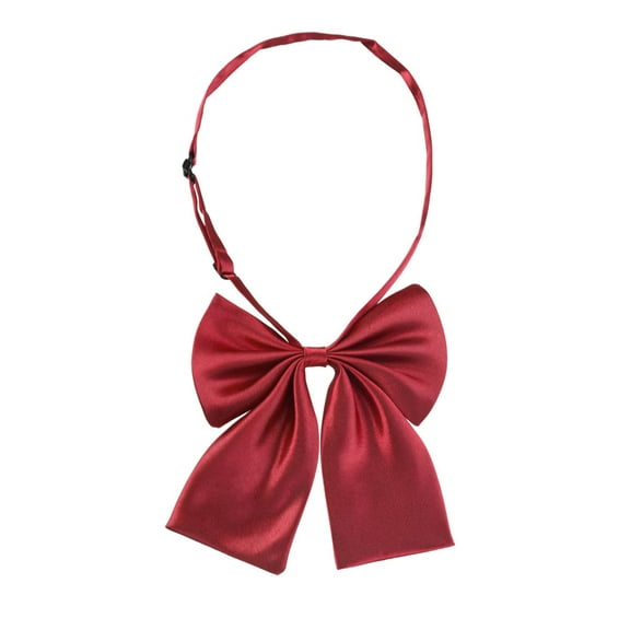 INSPIRE CHIC Women's Pre-Tied Bowknot Bow Tie Adjustable Strap Bowtie Solid Color One Size Red