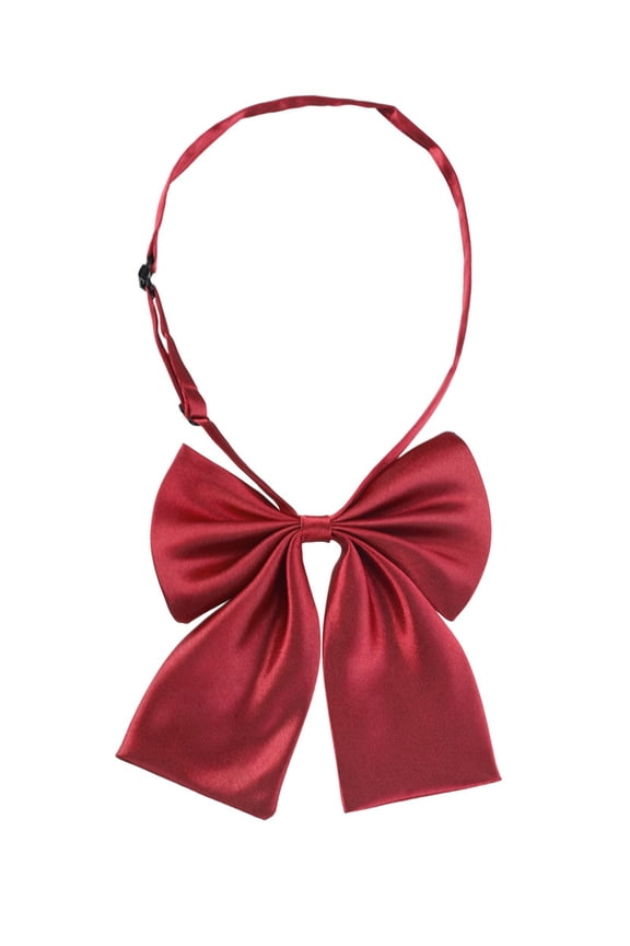 Women's Pre-Tied Bowknot Bow Tie Adjustable Strap Bowtie Solid Color One Size Red