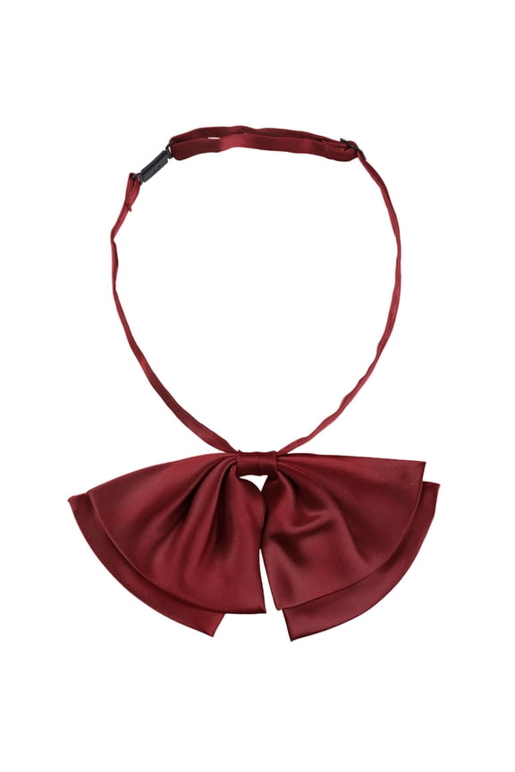 Women's Pre-Tied Bowtie Bowknot Adjustable Strap Neckties Neckwear Wine Red One Size